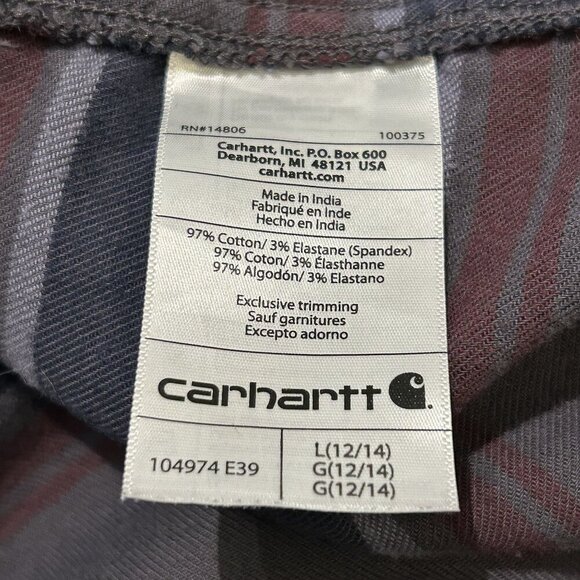 Carhartt Large Relaxed Fit Midweight Flannel Long Sleeve Plaid Tunic 104794 - Picture 9 of 9